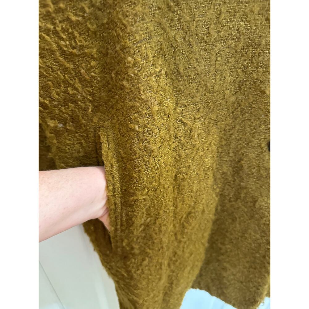 Bar III Wool Blend Olive Mustard Green Single-breasted Buttoned Coat Women‘s L!! - Picture 4 of 8